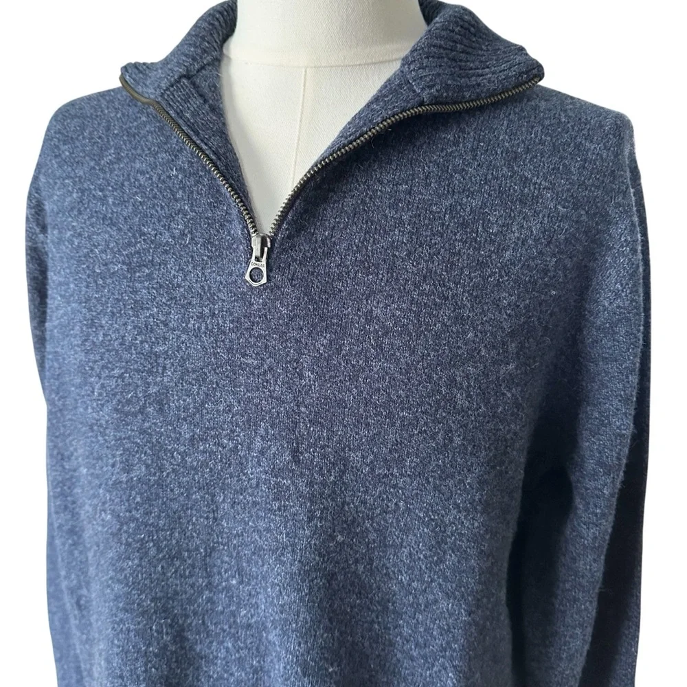 J.Crew 100%‎ Lambswool Quarter-Zip Sweater - Men's XLT - Navy Blue